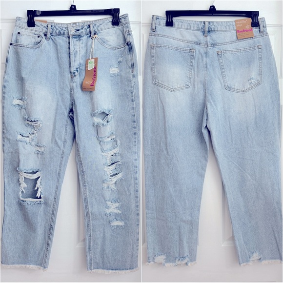 Vanilla Star Denim - Vanilla Star High Rise Light Wash Boyfriend Jeans, Size 15 - NWT